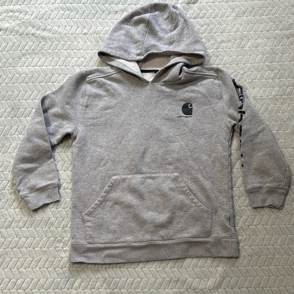 Carhartt Gray Pullover Sweater with Hood Sz 10 - Picture 1 of 7